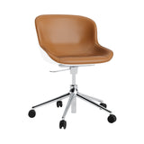 Hyg 5W Swivel Chair: Gaslift Front Upholstered + Aluminum + White