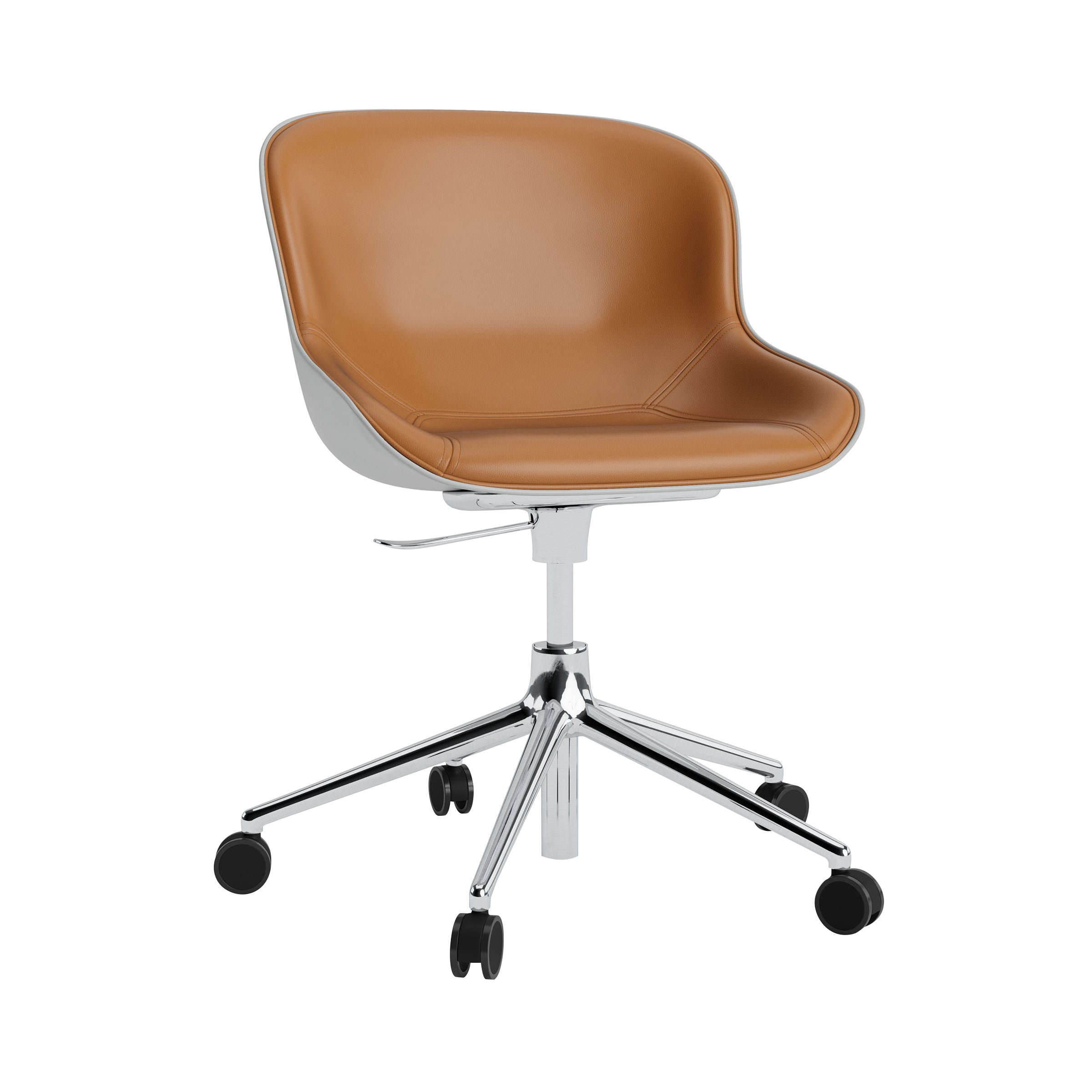 Hyg 5W Swivel Chair: Gaslift Front Upholstered + Aluminum + Grey