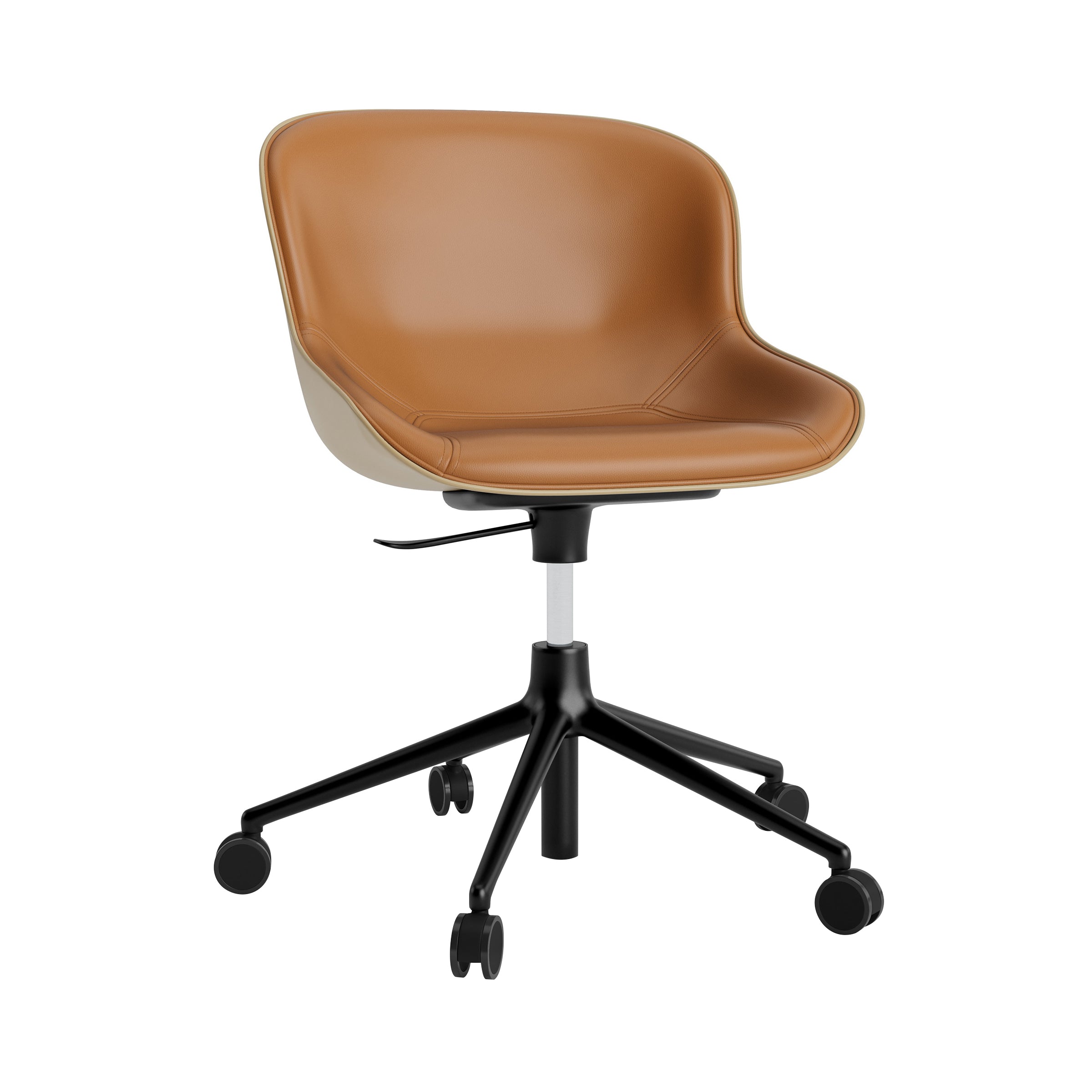 Hyg 5W Swivel Chair: Gaslift Front Upholstered + Black Aluminum + Sand