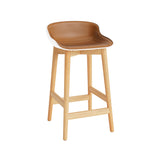 Hyg Counter Stool: Wood Base + Front Upholstered + Oak + White