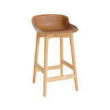 Hyg Counter Stool: Wood Base + Front Upholstered + Oak + Sand