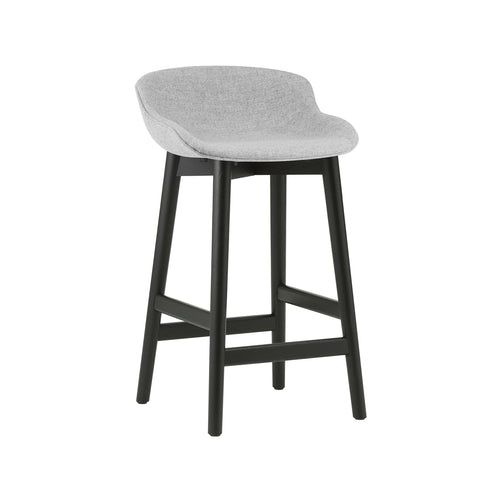 Hyg Counter Stool: Wood Base + Full Upholstered + Black Oak