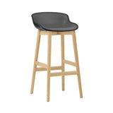 Hyg Bar Stool: Wood Base + Front Upholstered + Oak + Black