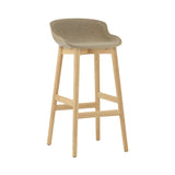 Hyg Bar Stool: Wood Base + Front Upholstered + Oak + Sand