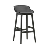 Hyg Bar Stool: Wood Base + Front Upholstered + Black Oak + Black