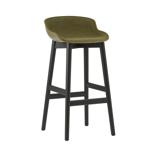 Hyg Bar Stool: Wood Base + Full Upholstered + Black Oak