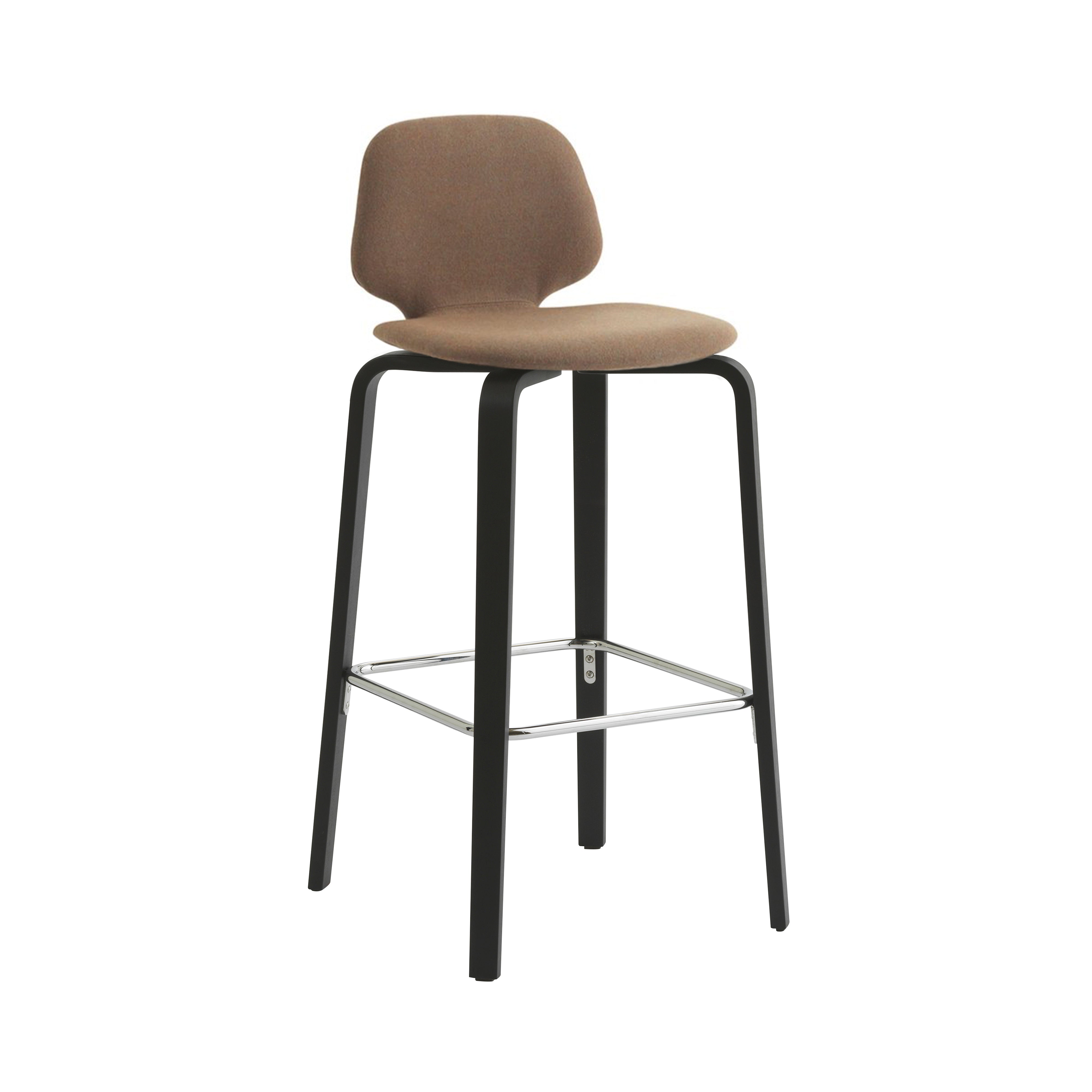 My Chair Bar + Counter Stool: Wood Base + Fully Upholstered + Bar + Black