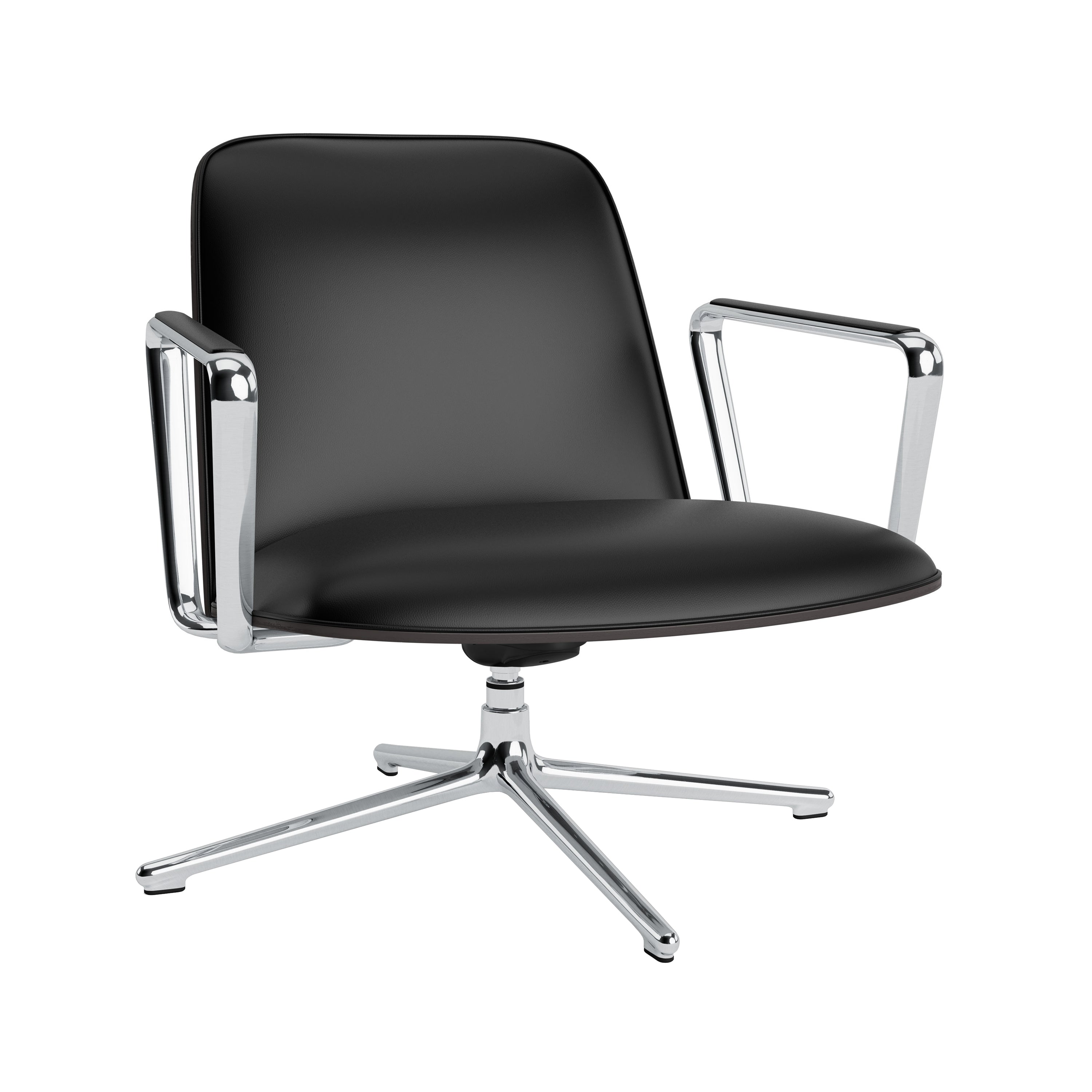 Pad Lounge Chair Low Swivel: Black Aluminum + Black Oak + With Tilt 