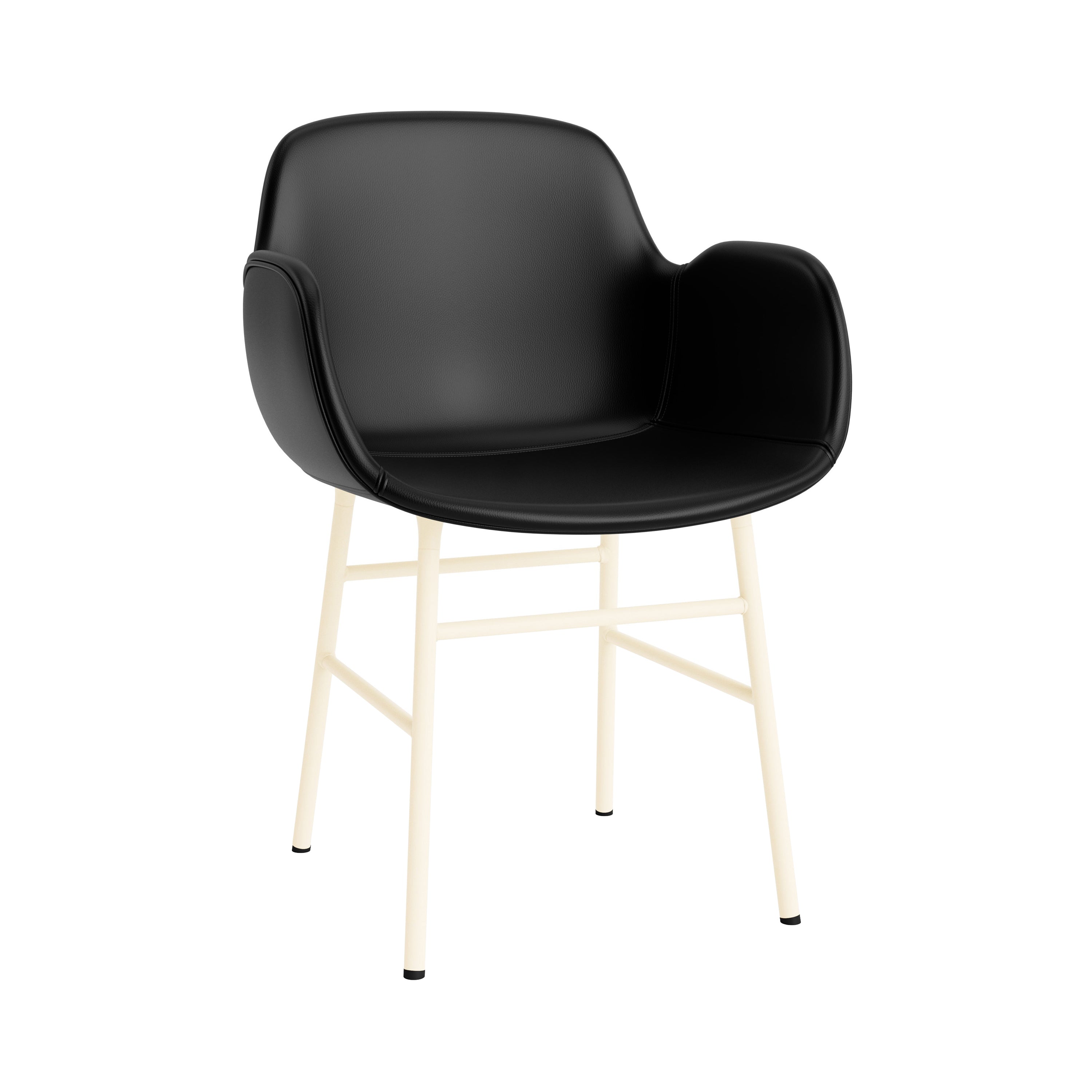 Form Armchair: Steel Base + Full Upholstered + Cream