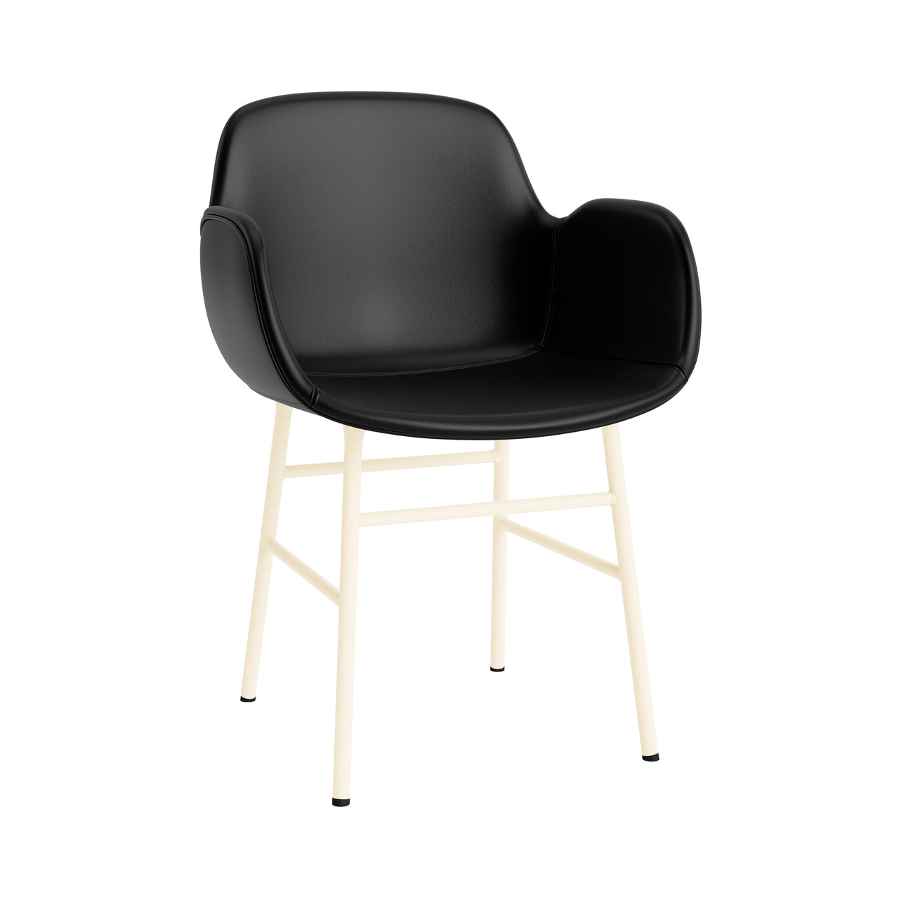 Form Armchair: Steel Base + Full Upholstered + Cream