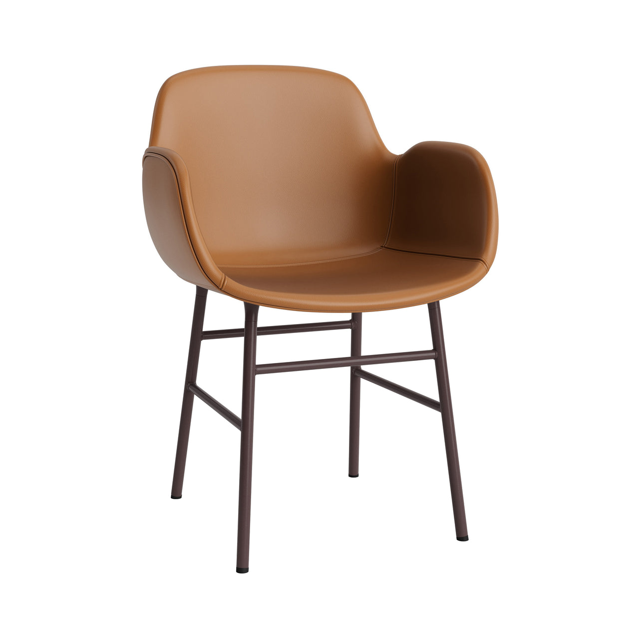 Form Armchair: Steel Base + Full Upholstered + Brown