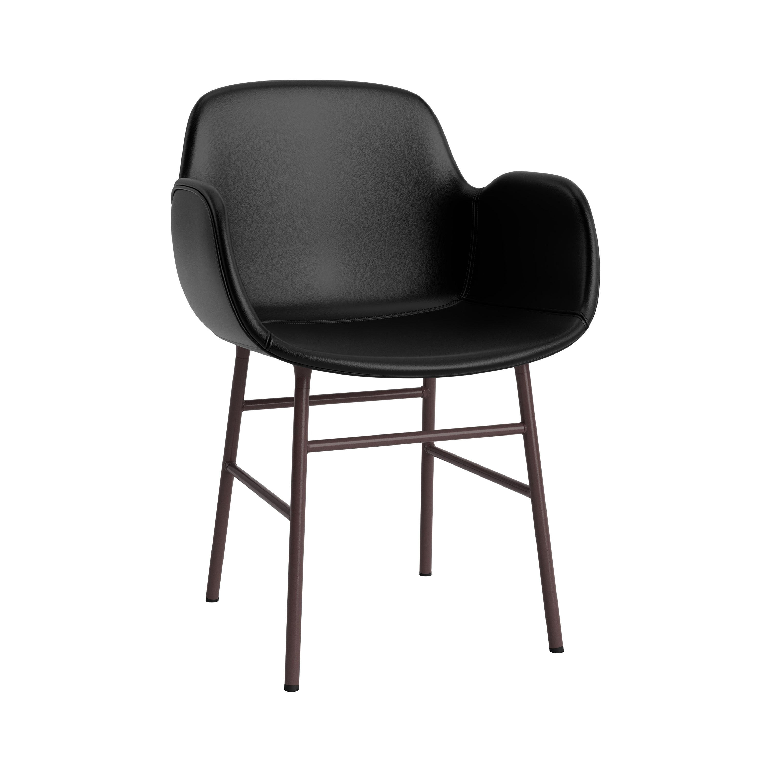 Form Armchair: Steel Base + Full Upholstered + Brown