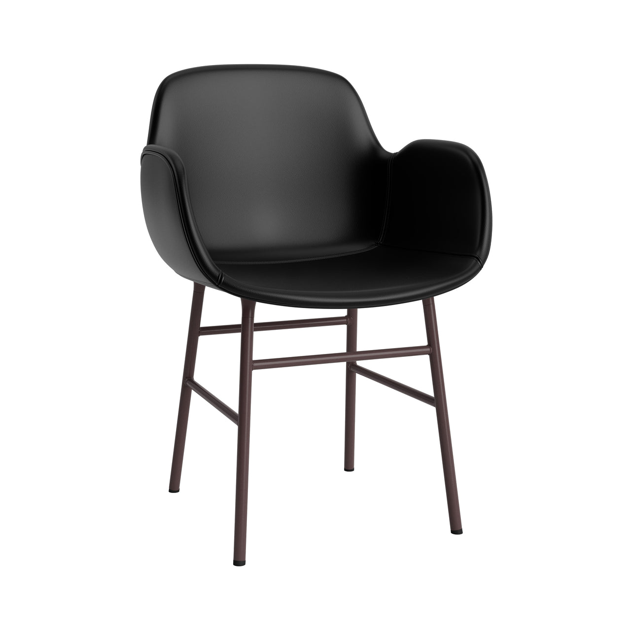 Form Armchair: Steel Base + Full Upholstered + Brown