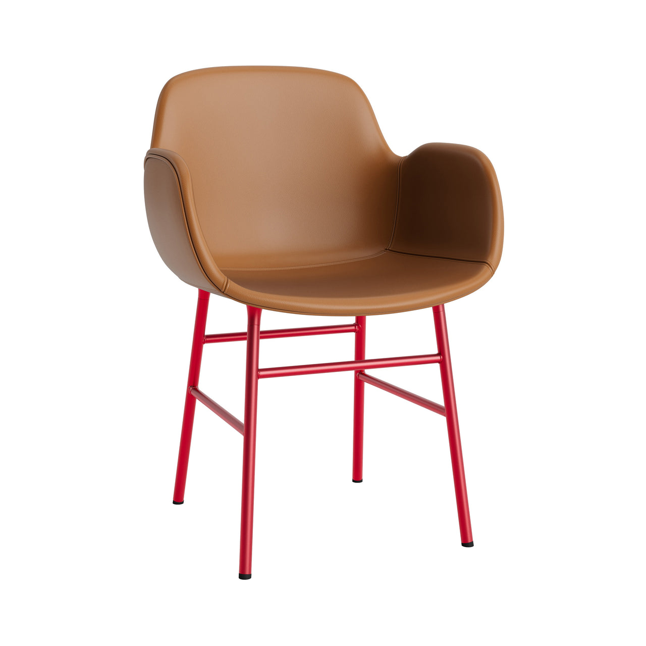 Form Armchair: Steel Base + Full Upholstered + Bright Red