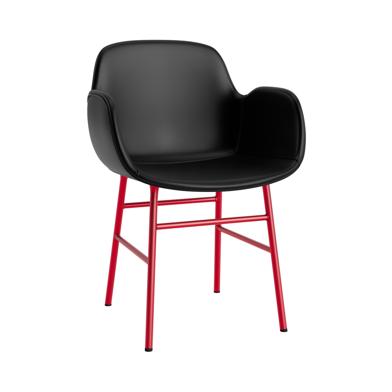 Form Armchair: Steel Base + Full Upholstered + Bright Red