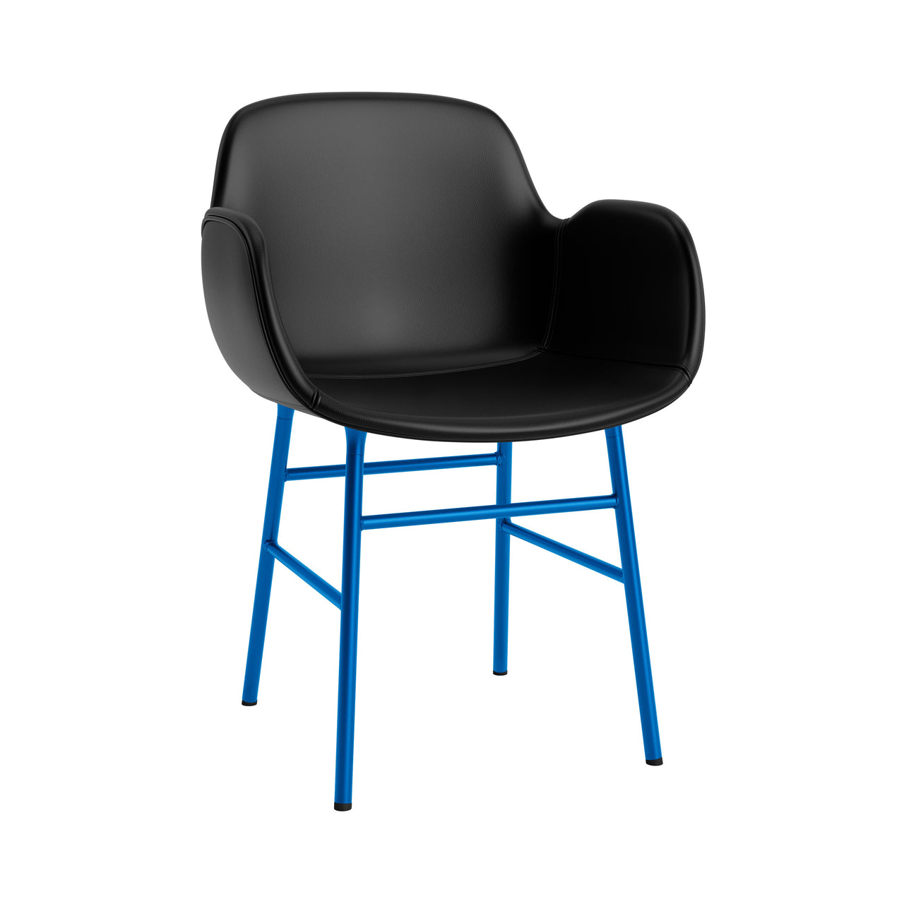 Form Armchair: Steel Base + Full Upholstered + Bright Blue