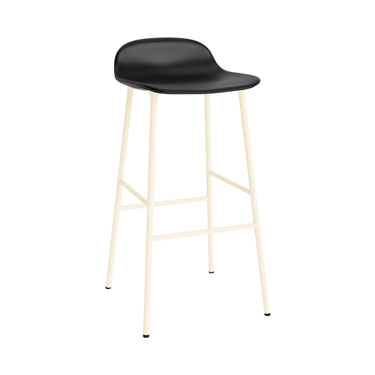 Form Bar Stool: Steel Base + Upholstered + Cream