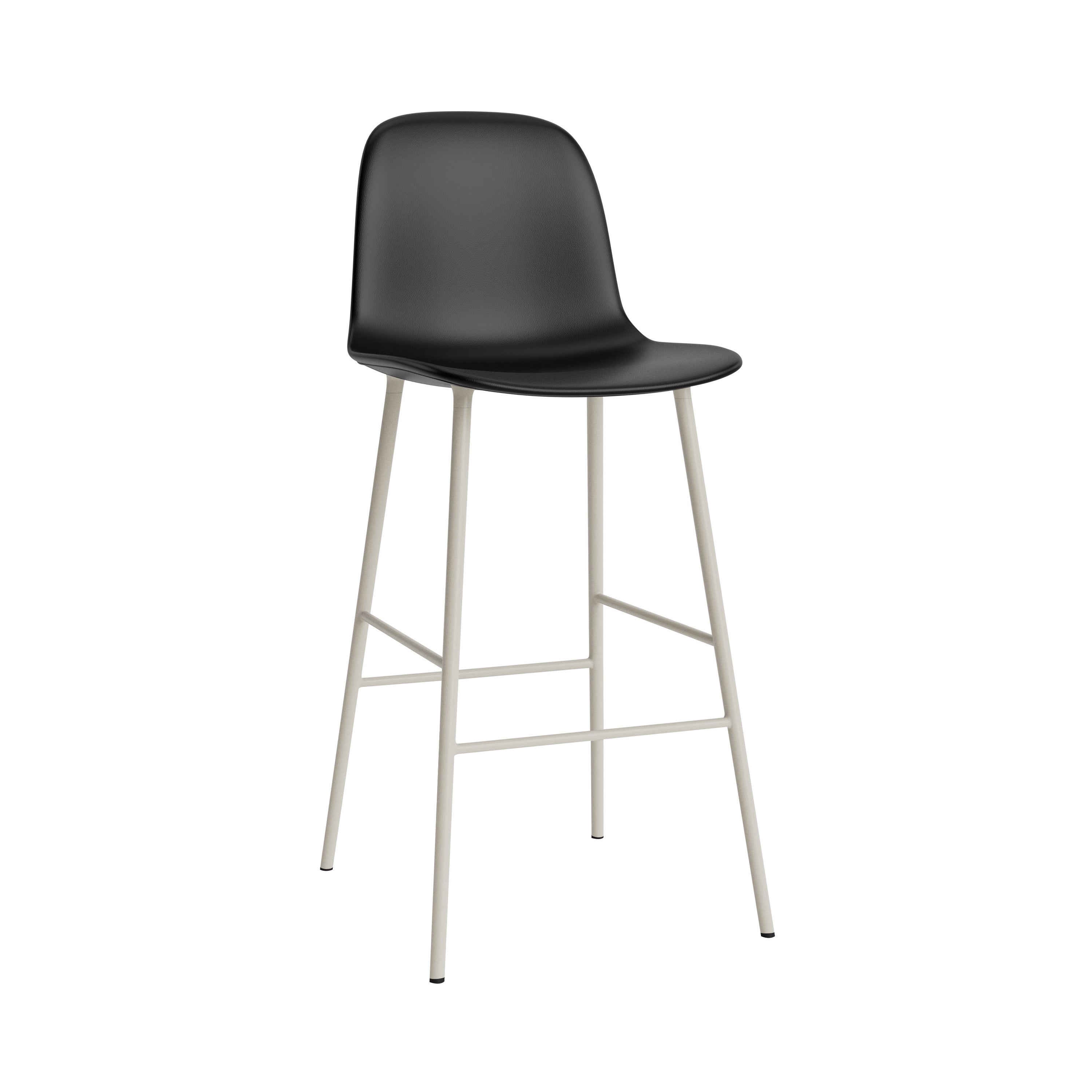 Form Bar Chair: Steel Base + Upholstered + Light Grey