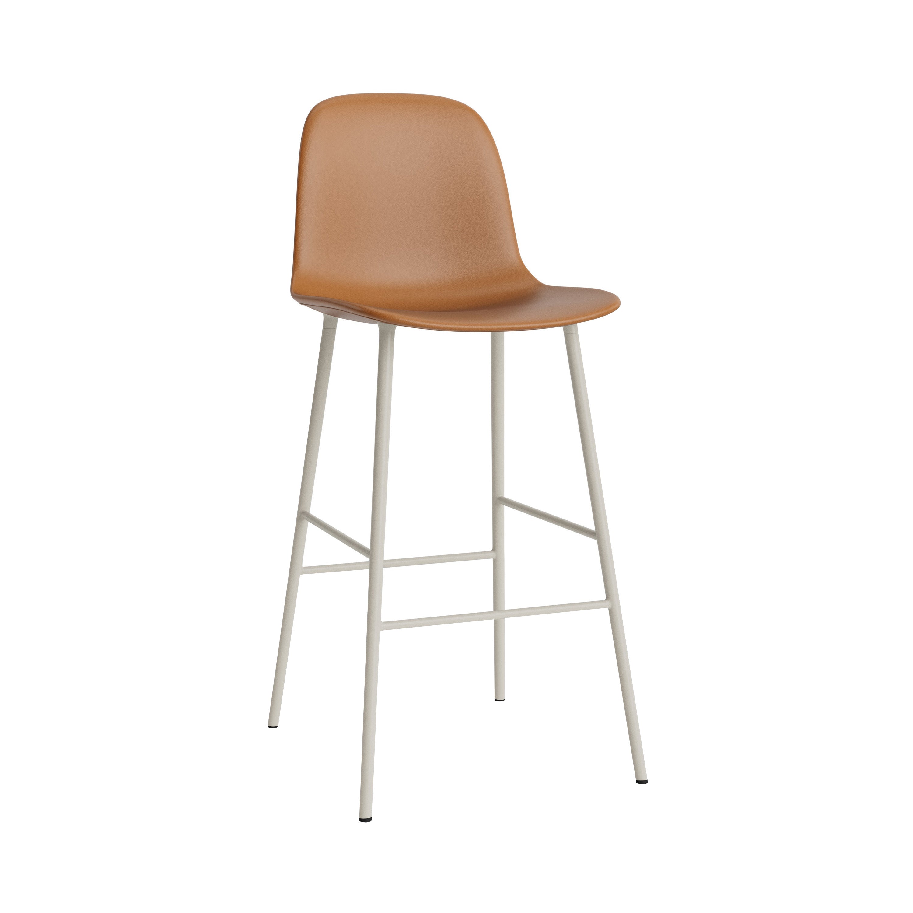 Form Bar Chair: Steel Base + Upholstered + Light Grey