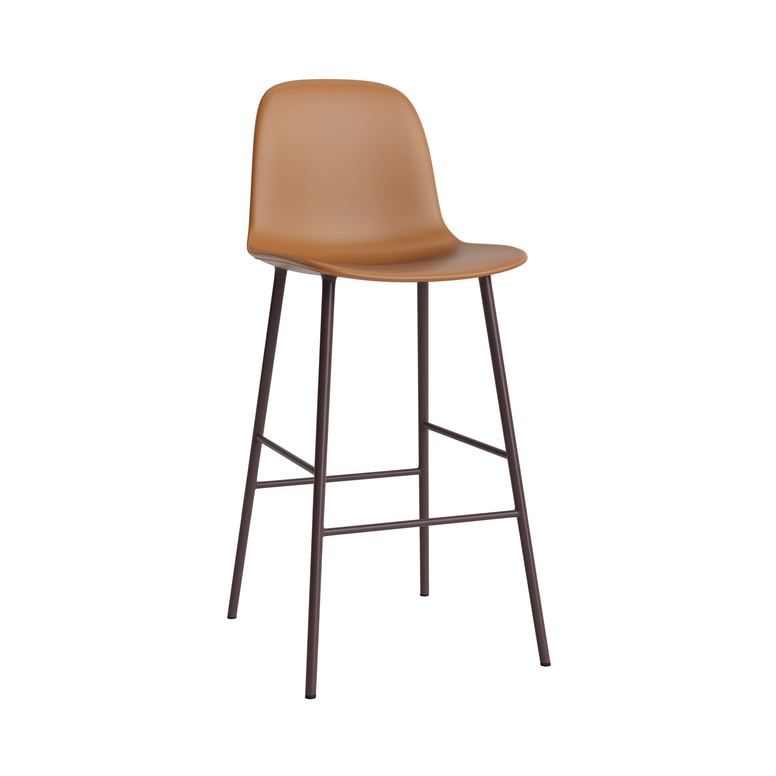 Form Bar Chair: Steel Base + Upholstered + Brown