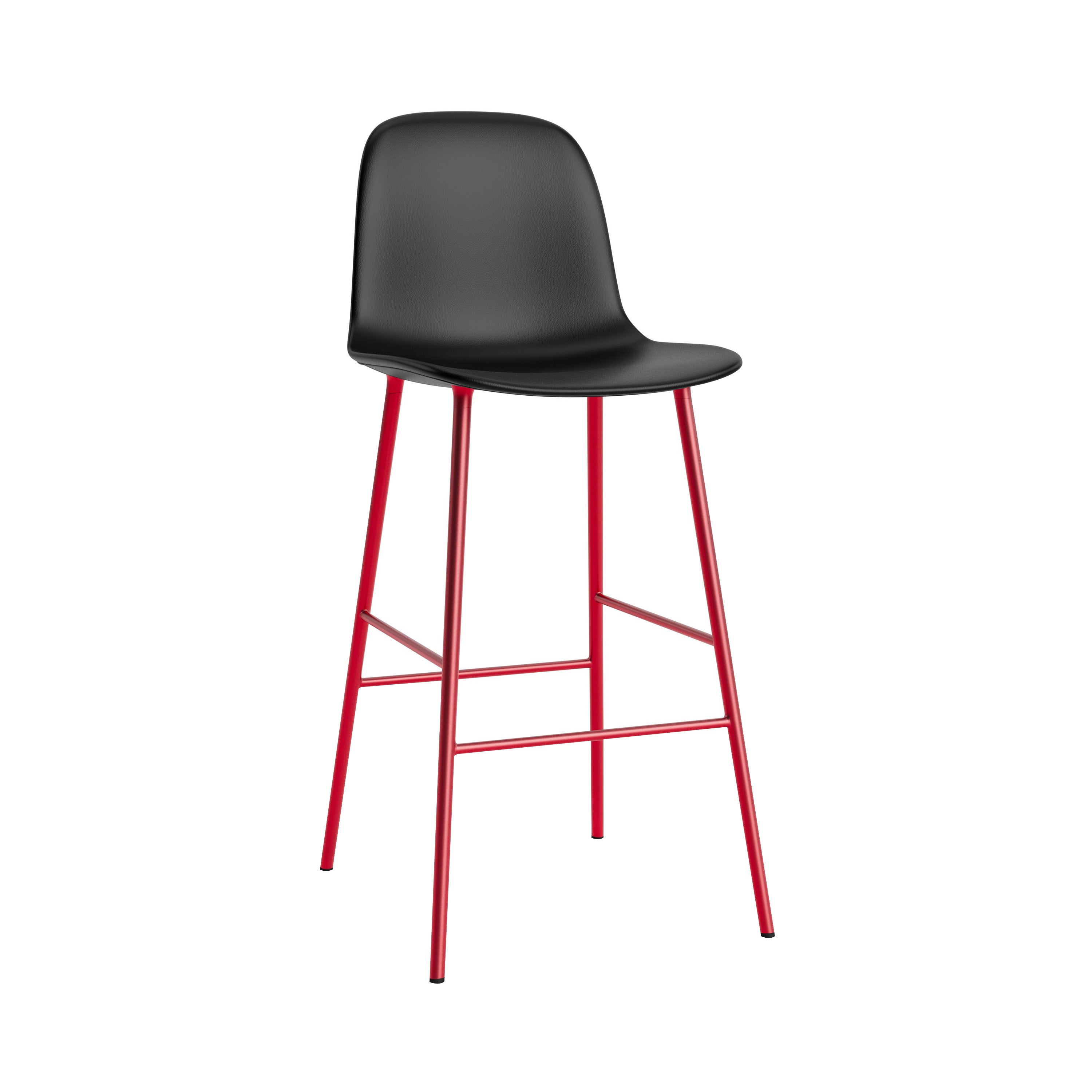 Form Bar Chair: Steel Base + Upholstered + Bright Red