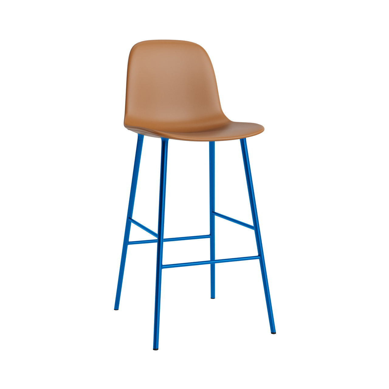 Form Bar Chair: Steel Base + Upholstered + Bright Blue