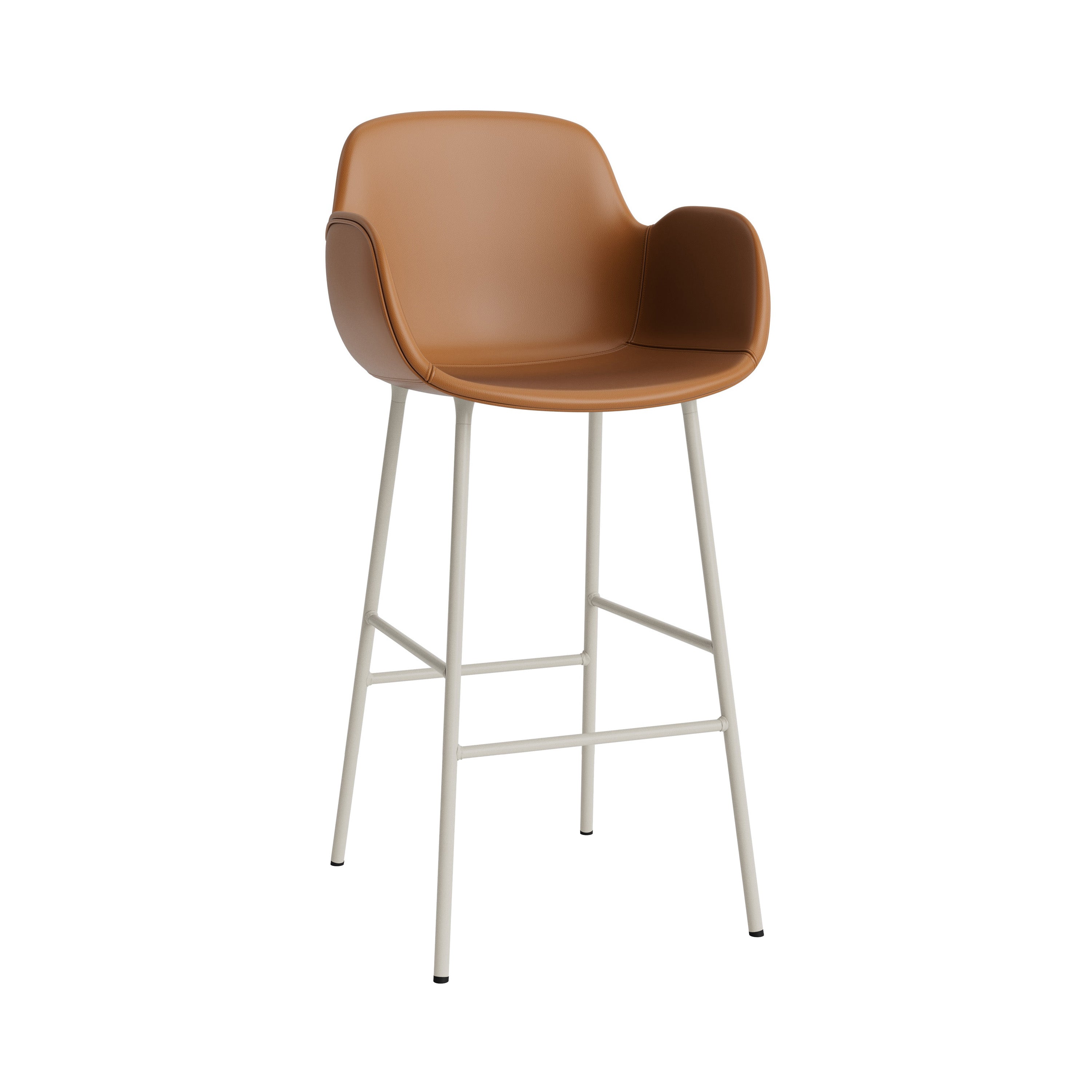 Form Bar Armchair: Steel Base + Fully Upholstered + Light Grey