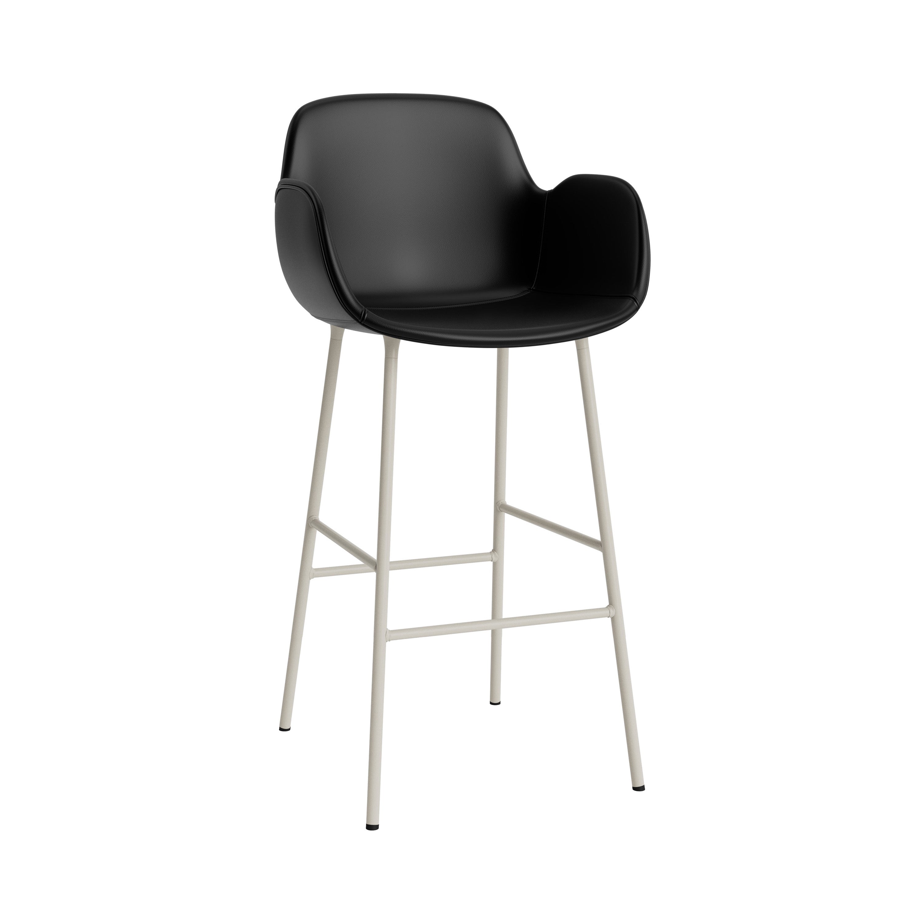 Form Bar Armchair: Steel Base + Fully Upholstered + Light Grey