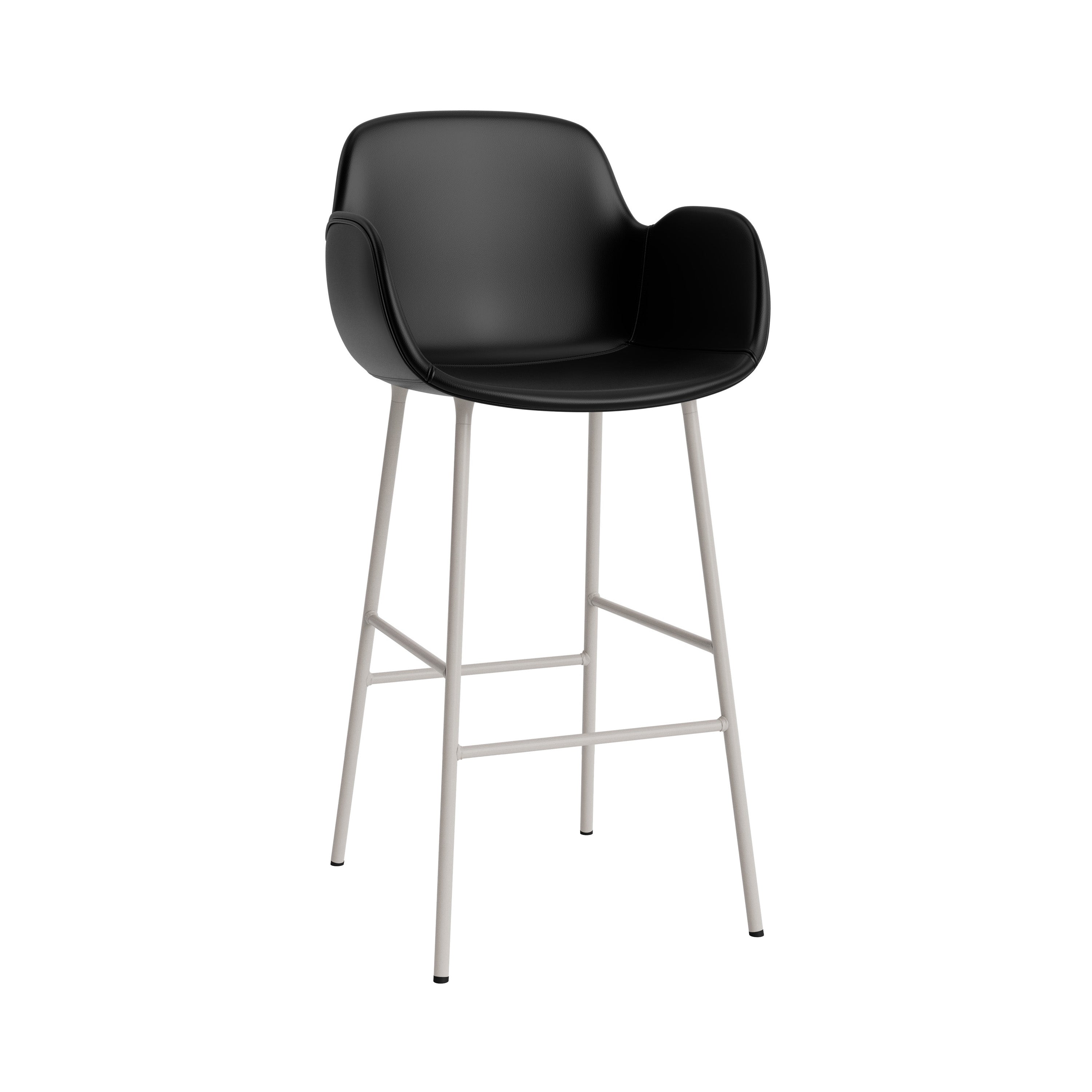 Form Bar Armchair: Steel Base + Upholstered + Warm Grey