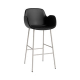 Form Bar Armchair: Steel Base + Upholstered + Warm Grey