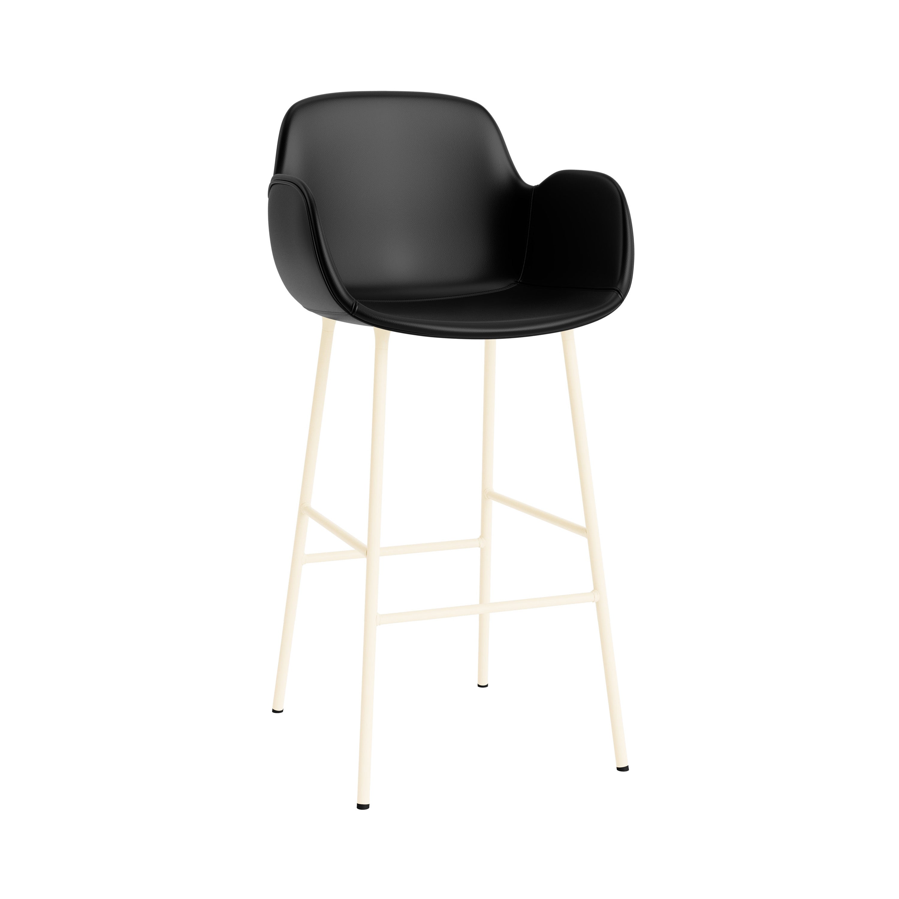 Form Bar Armchair: Steel Base + Fully Upholstered + Cream