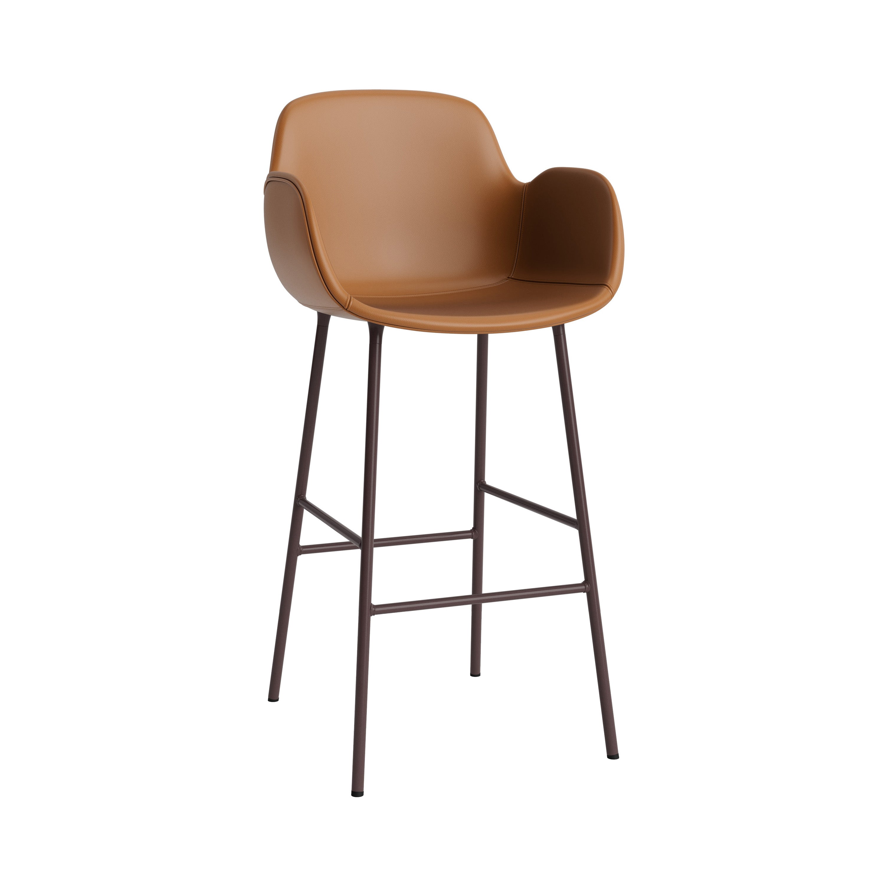 Form Bar Armchair: Steel Base + Upholstered + Brown