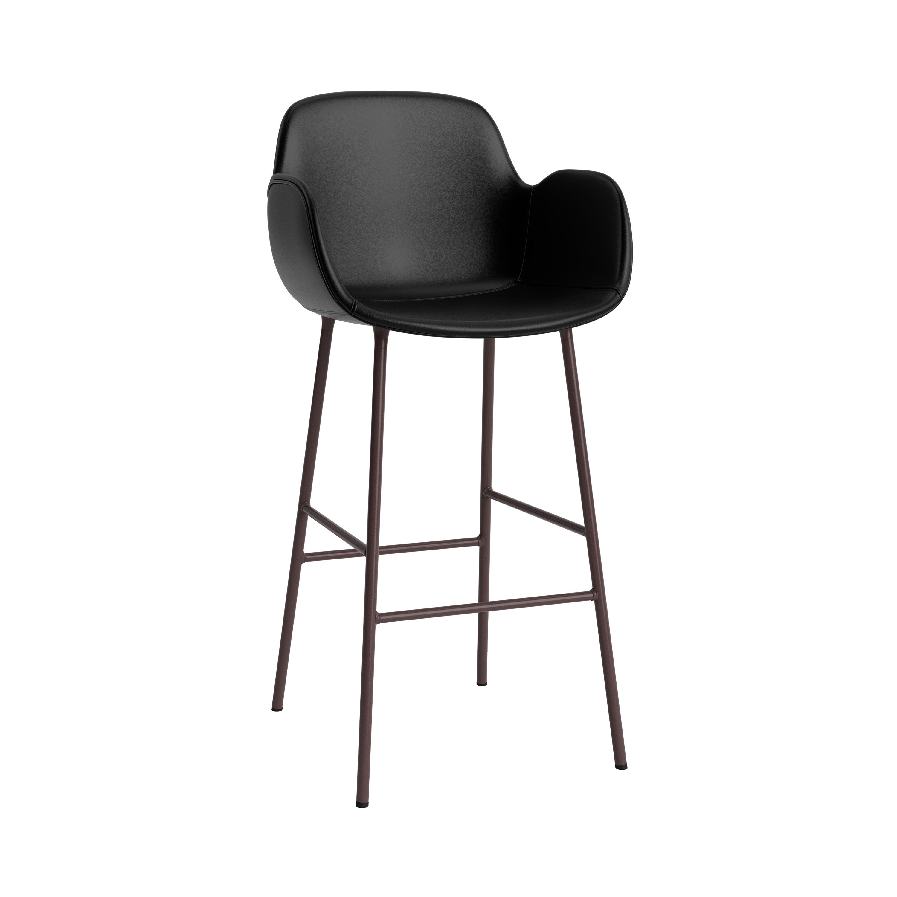 Form Bar Armchair: Steel Base + Upholstered + Brown