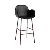 Form Bar Armchair: Steel Base + Upholstered + Brown