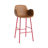 Form Bar Armchair: Steel Base + Upholstered + Bright Red