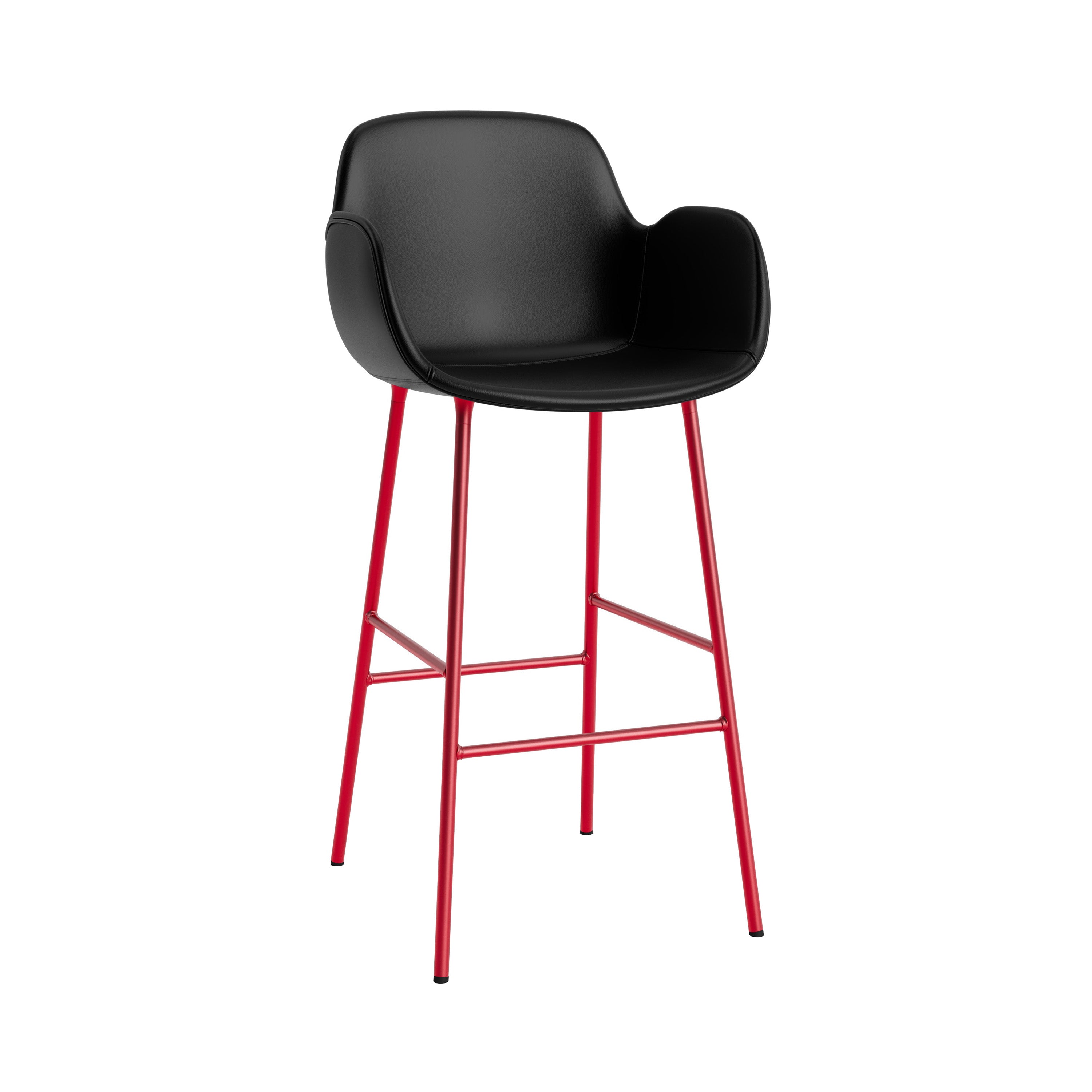 Form Bar Armchair: Steel Base + Fully Upholstered + Bright Red