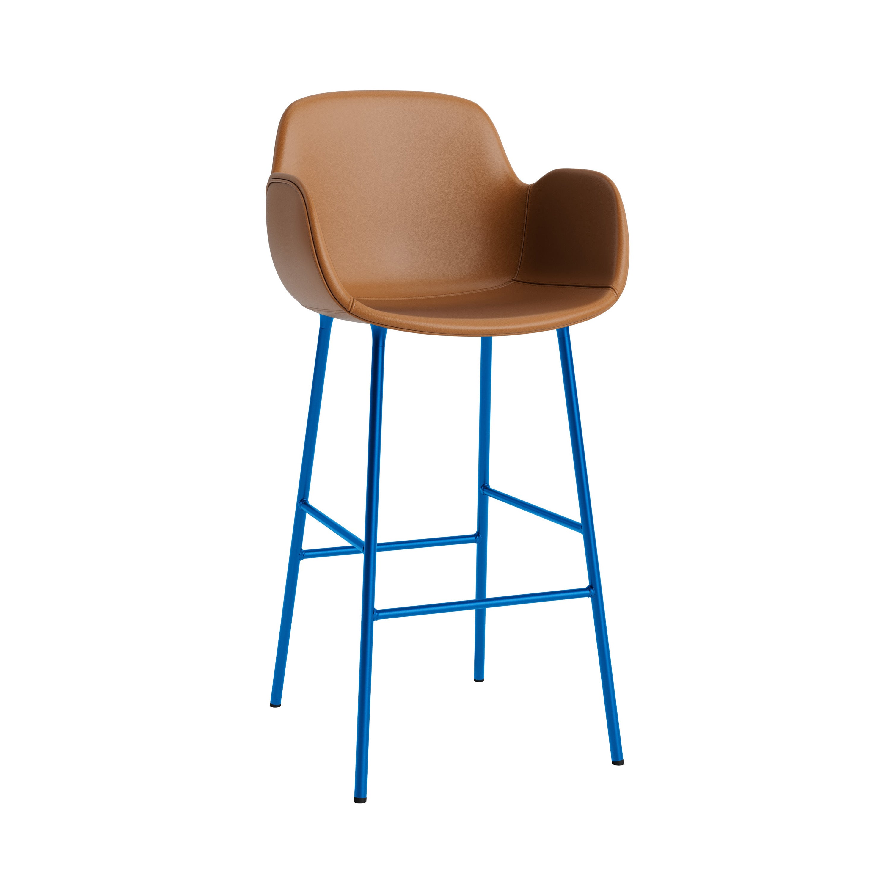 Form Bar Armchair: Steel Base + Upholstered + Bright Blue