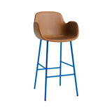 Form Bar Armchair: Steel Base + Upholstered + Bright Blue