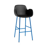 Form Bar Armchair: Steel Base + Upholstered + Bright Blue