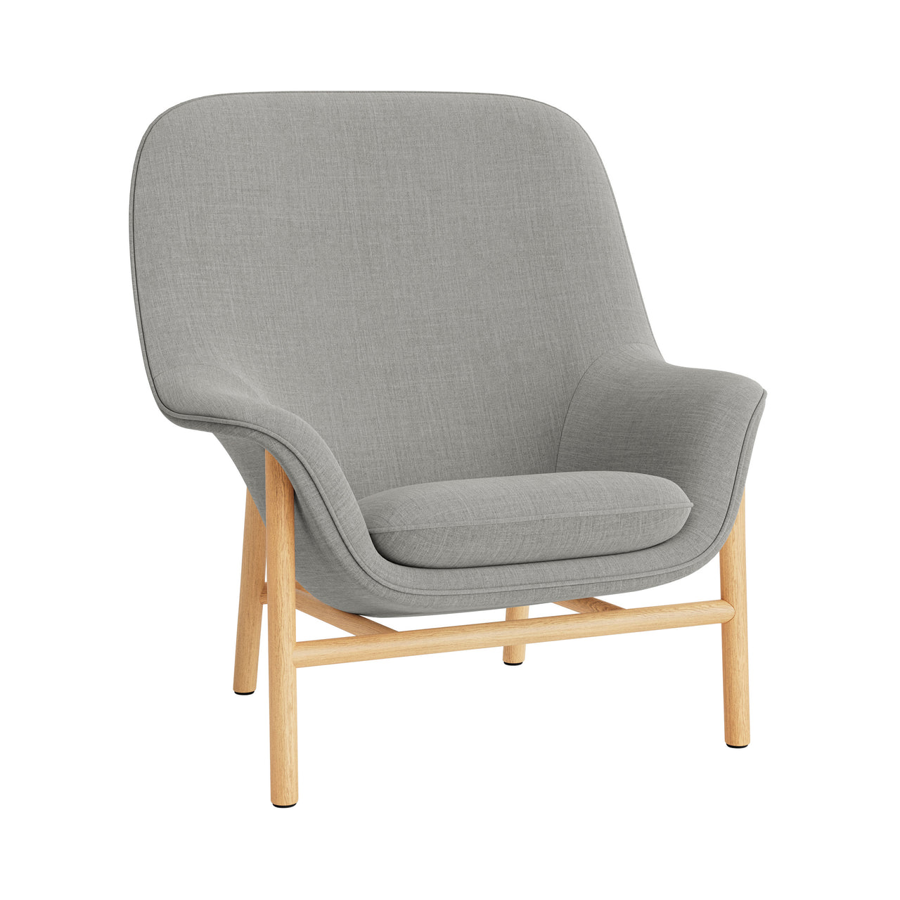 Drape Lounge Chair: High + Wood Base + Without Headrest + Oak