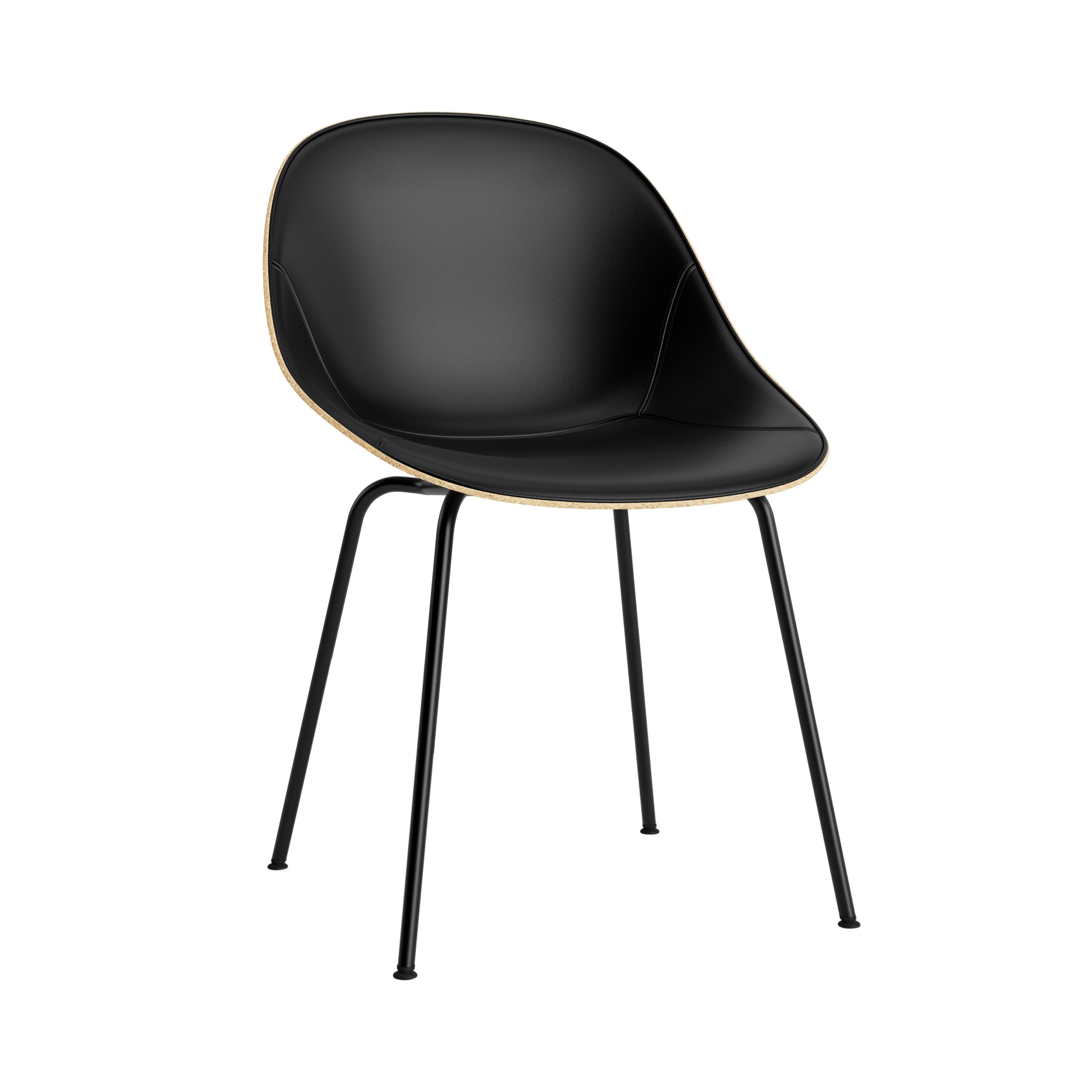 Mat Chair: Steel Base + Front Upholstered + Hemp + Black