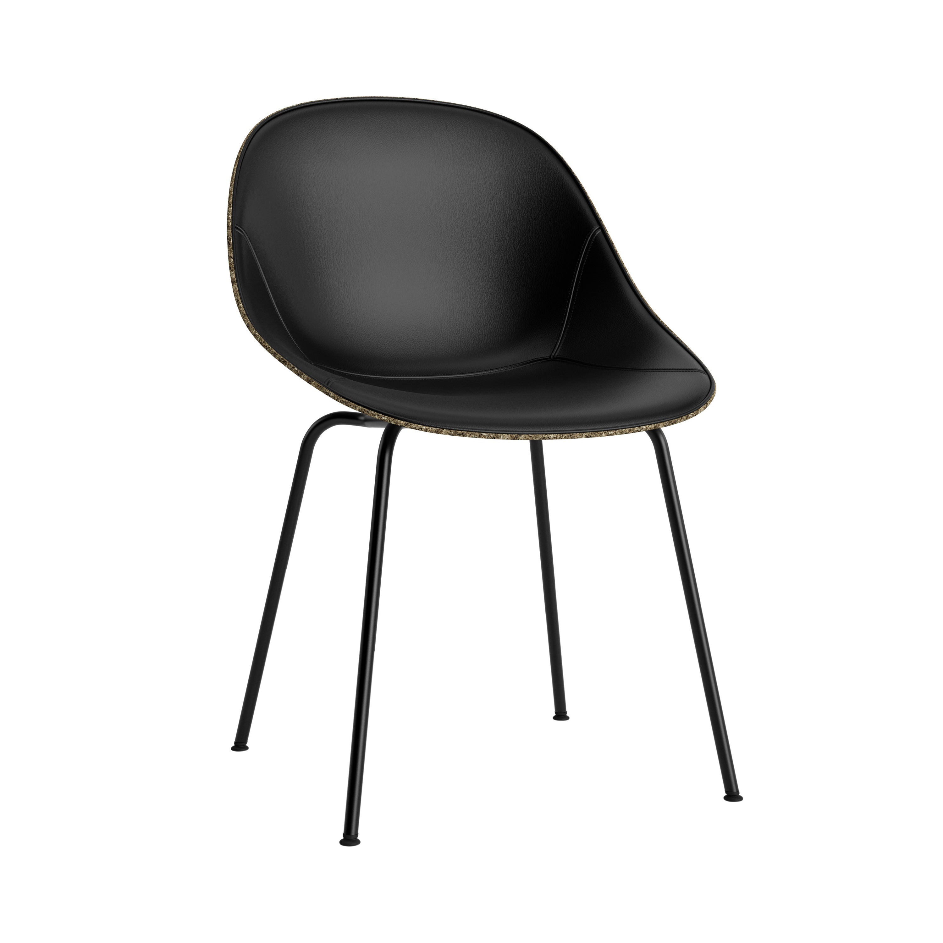 Mat Chair: Steel Base + Front Upholstered + Seaweed + Black