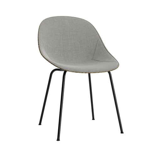 Mat Chair: Steel Base + Front Upholstered + Seaweed + Black