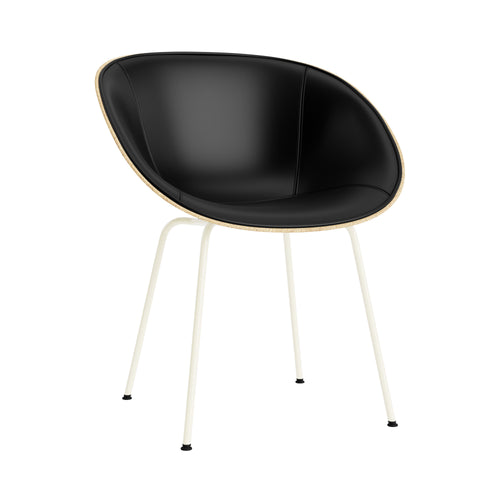 Mat Armchair: Steel Base + Front Upholstered + Cream + Hemp