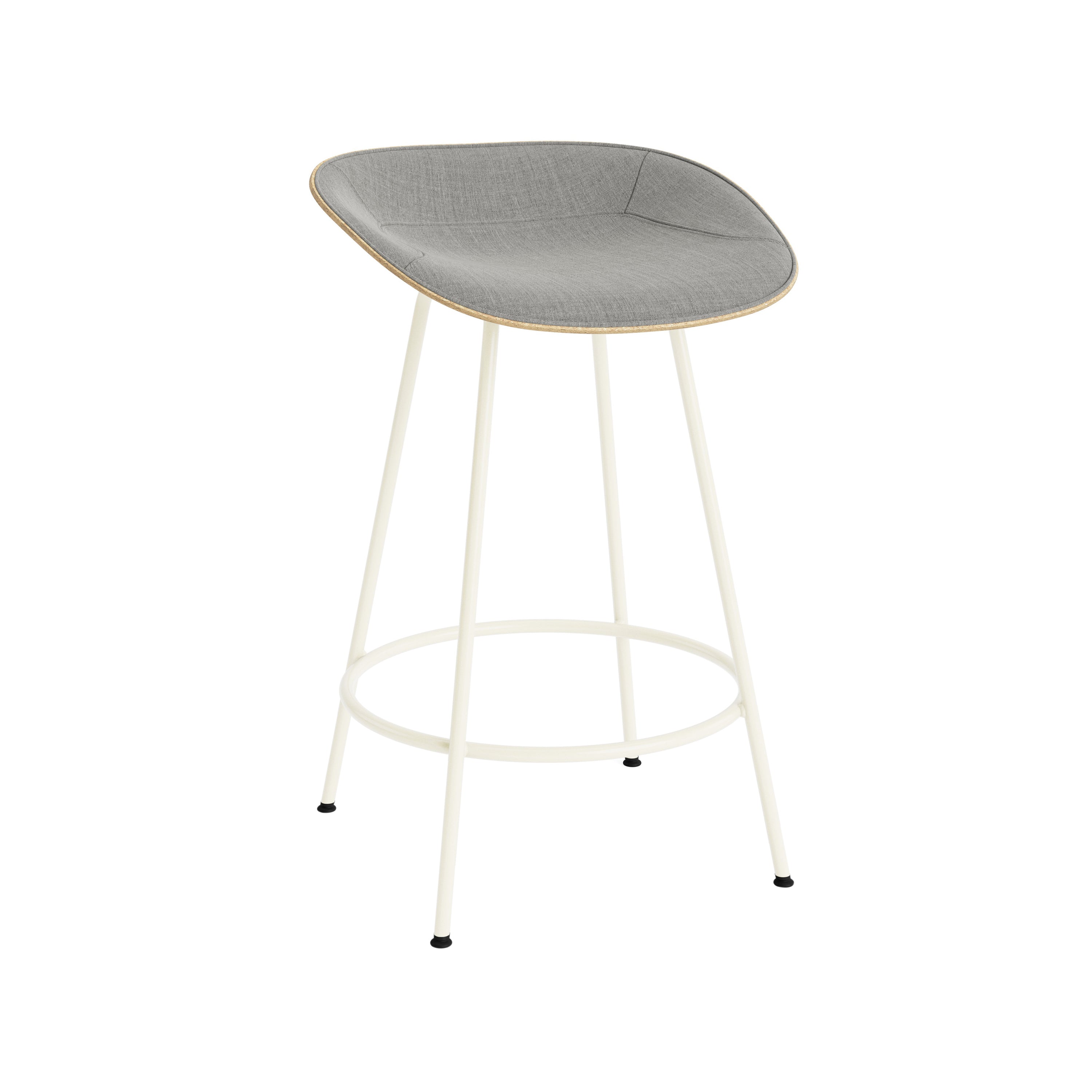 Mat Bar + Counter Stool: Steel Base + Front Upholstered + Counter + Hemp + Cream