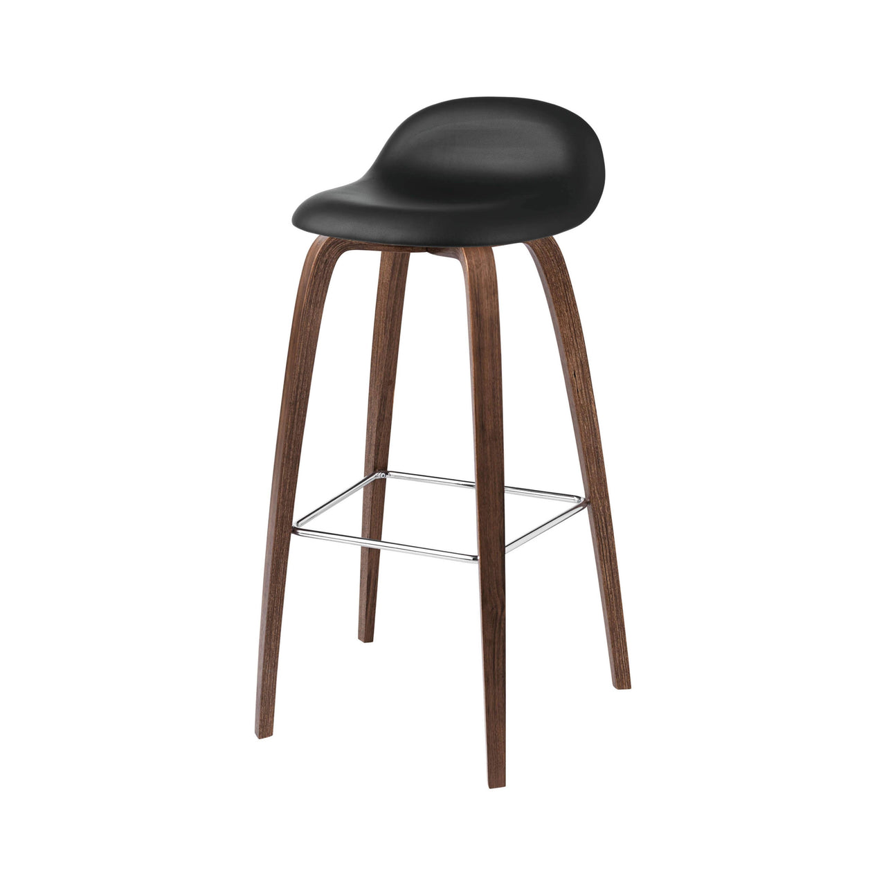 3D Counter Stool: Wood Base + Front Upholstery + American Walnut