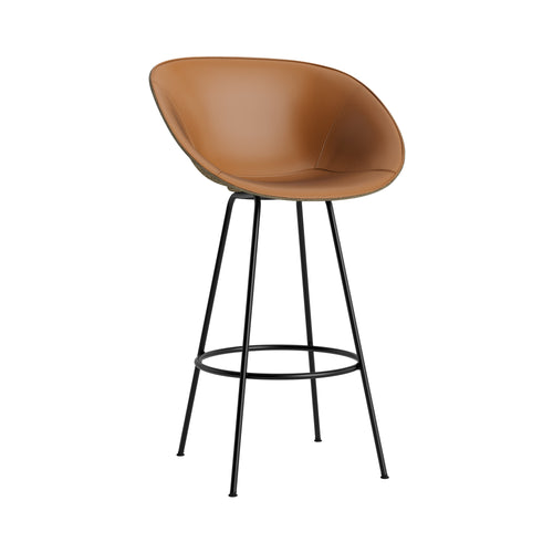 Mat Bar + Counter Armchair: Steel base + Front Upholstered + Bar + Seaweed + Black