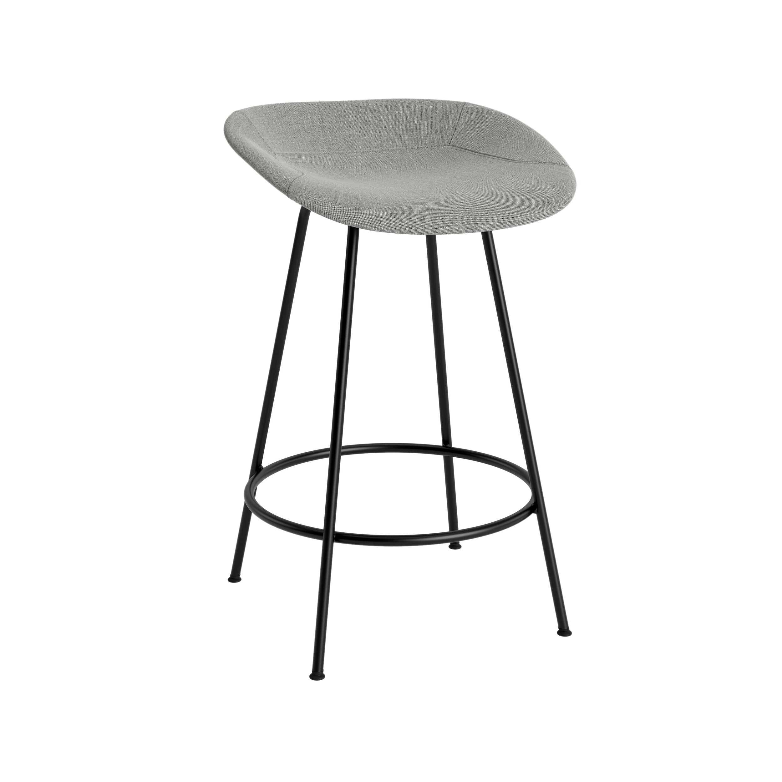 Mat Bar + Counter Stool: Steel Base + Fully Upholstered + Counter + Black