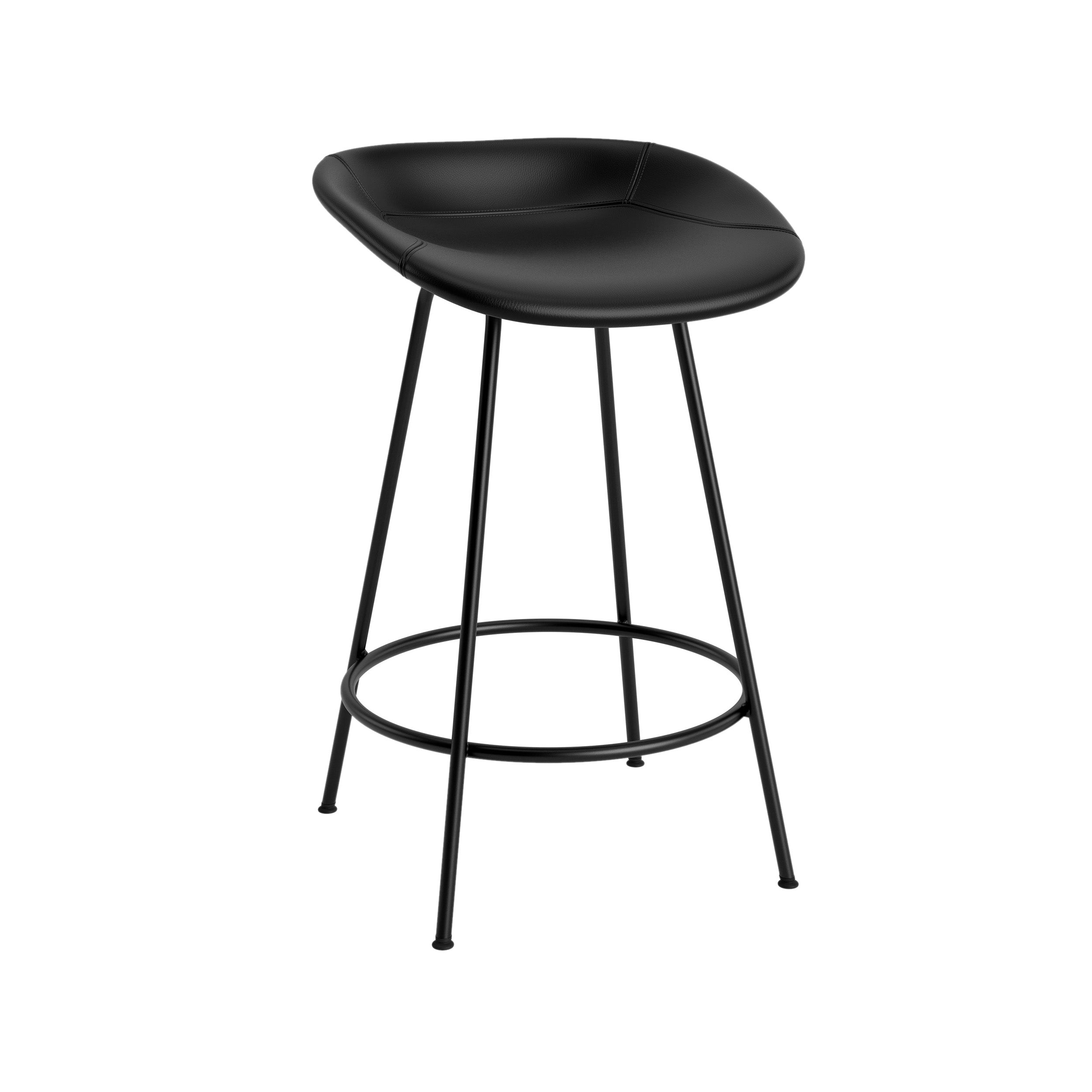 Mat Bar + Counter Stool: Steel Base + Fully Upholstered + Counter + Black
