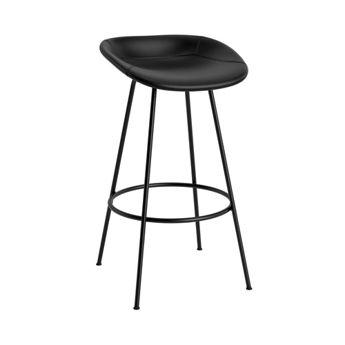 Mat Bar + Counter Stool: Steel Base + Fully Upholstered + Bar + Black